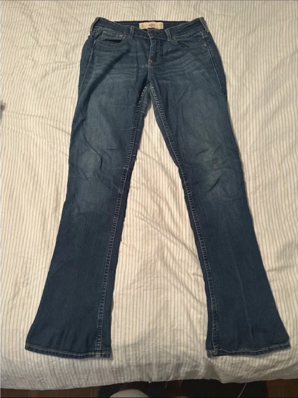 Hollister Women's Dark Blue Wide Leg Jeans